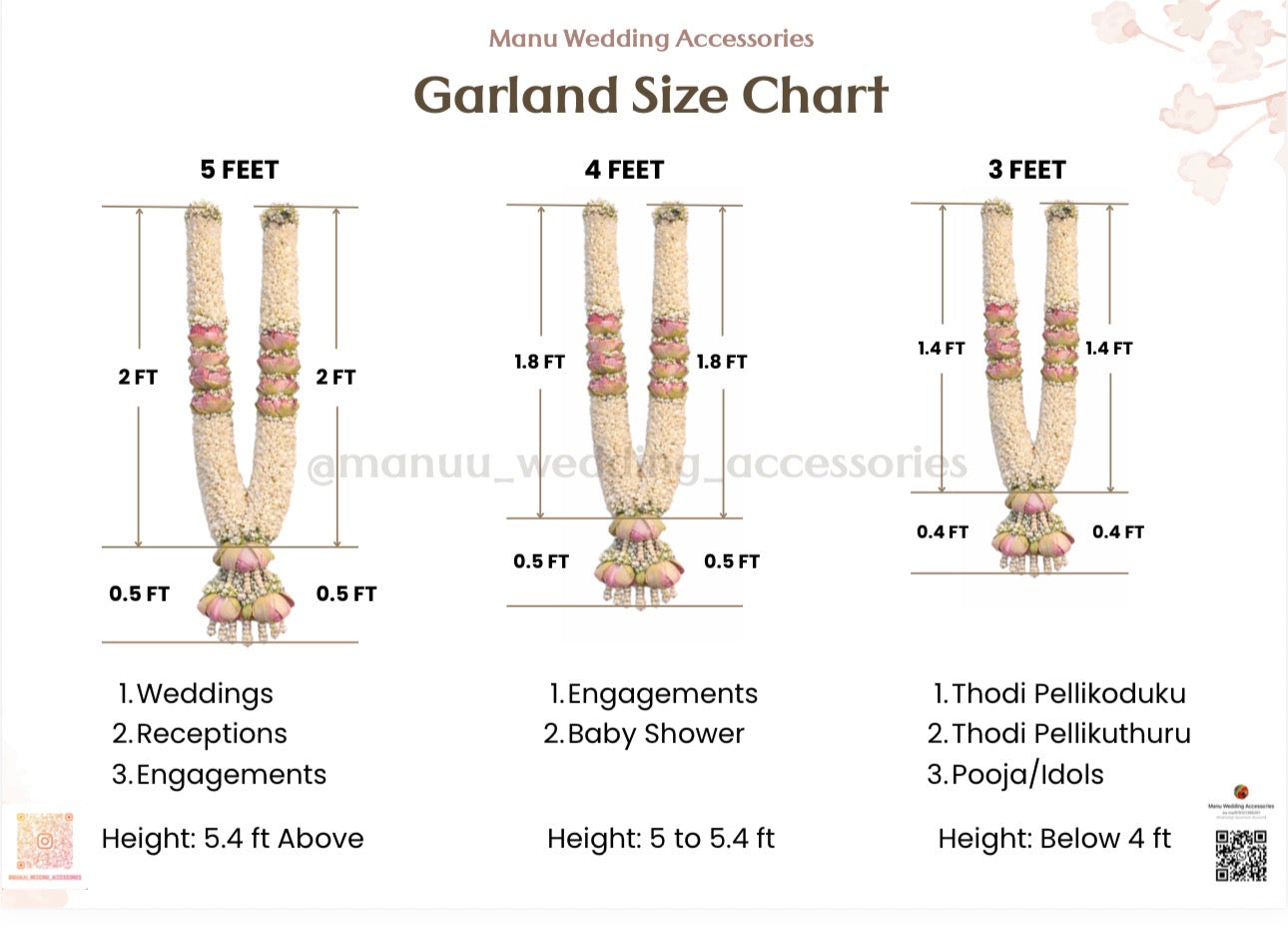 Fresh Flower Garlands – Lilies instead Jasmines and Baby’s breath- Customization Available