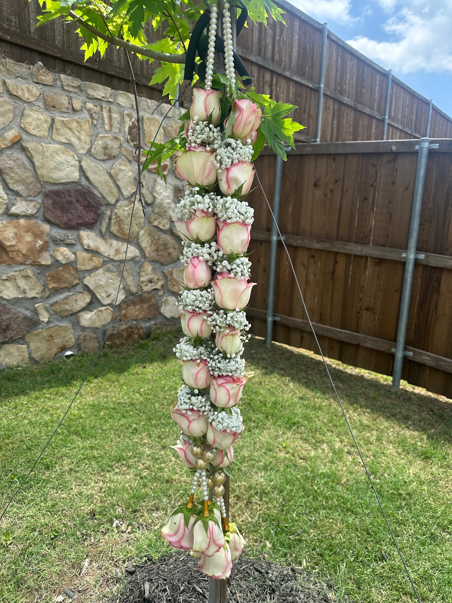 Fresh Flower Garlands – Pink Rose & Babys Breaths - Customization Available