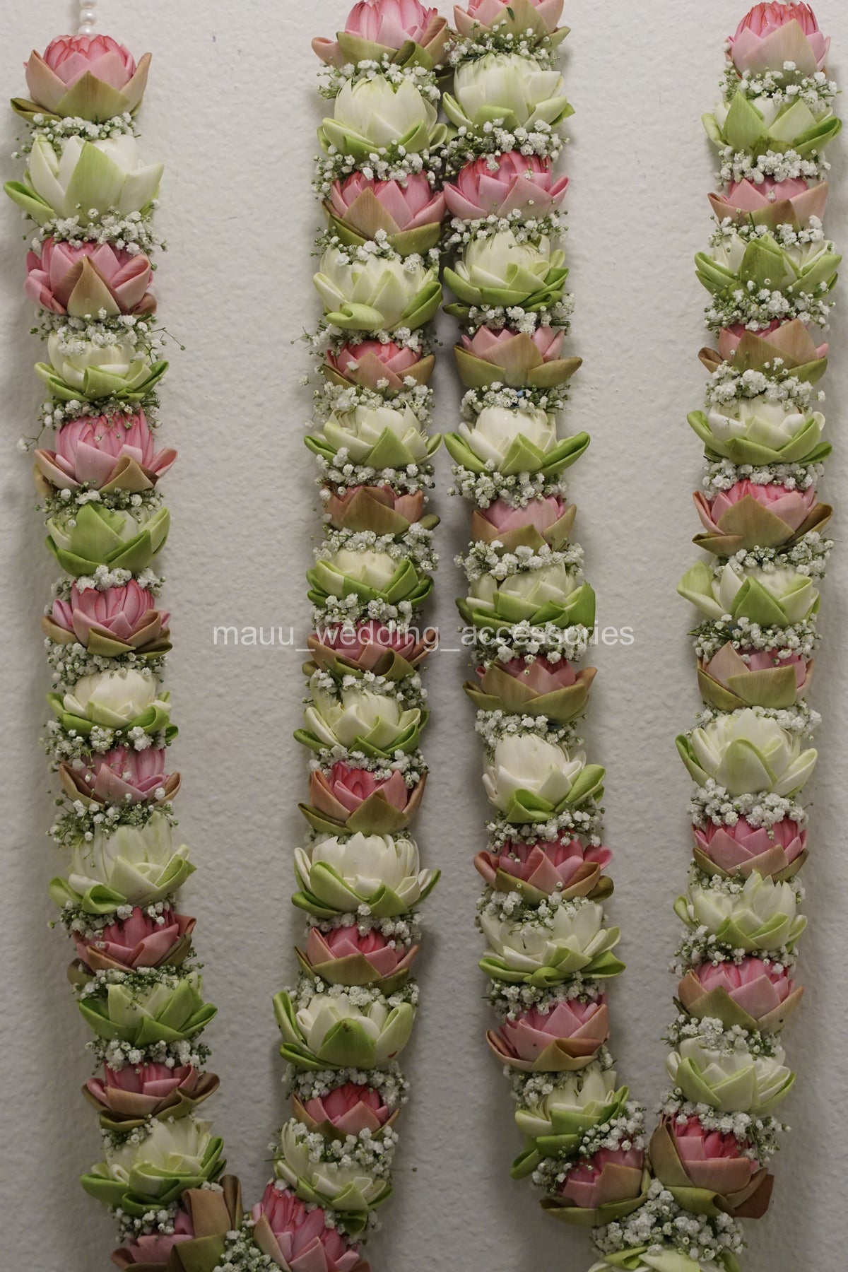Pink & White Lotus with Baby’s Breath Garland