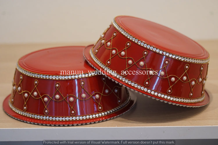 Talambrala Basin – Red & White Muggu Design