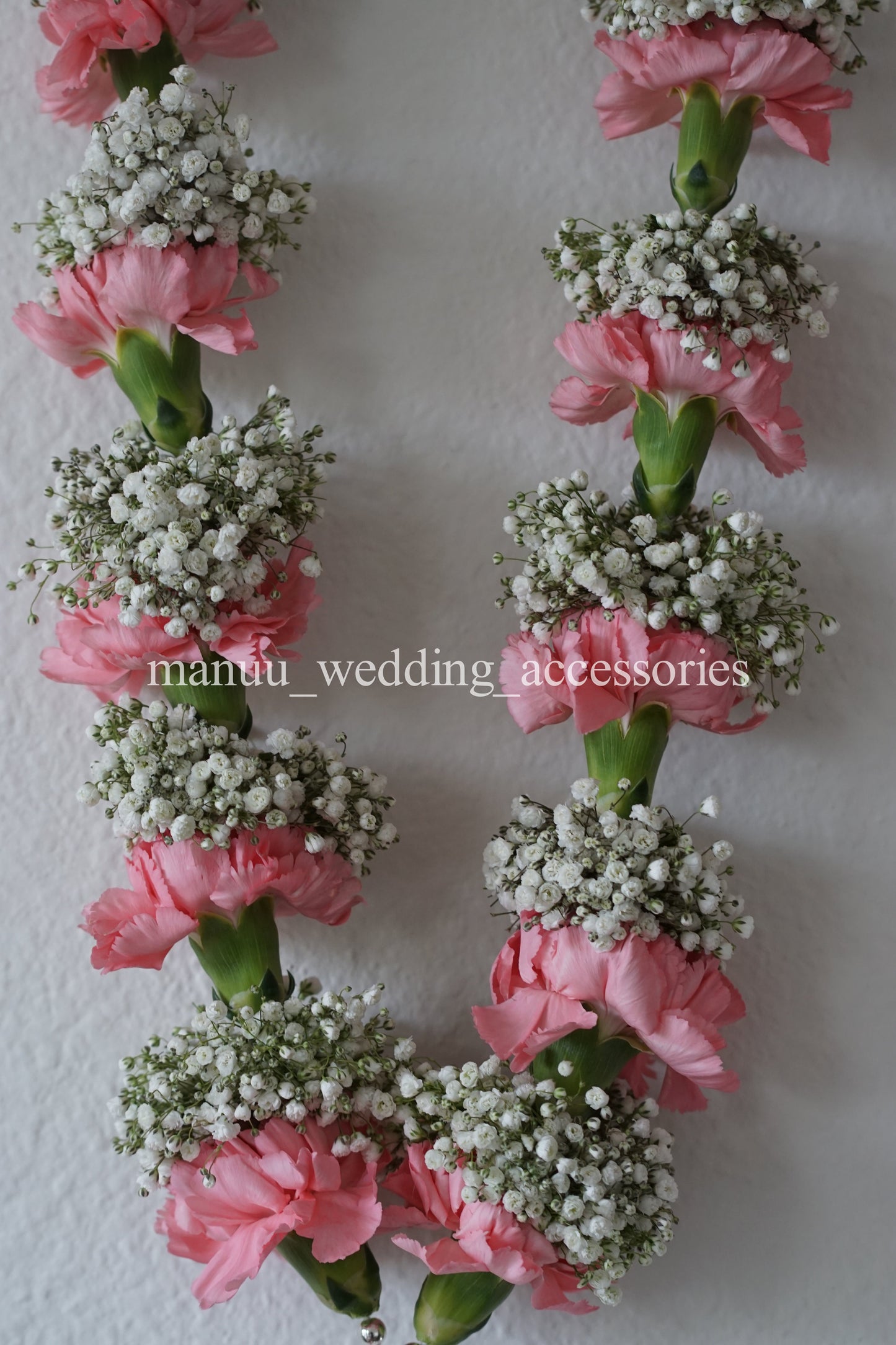 Fresh Flower Garlands – Baby's Breath(Gypsophila) and Pink Carnations- Customization Available