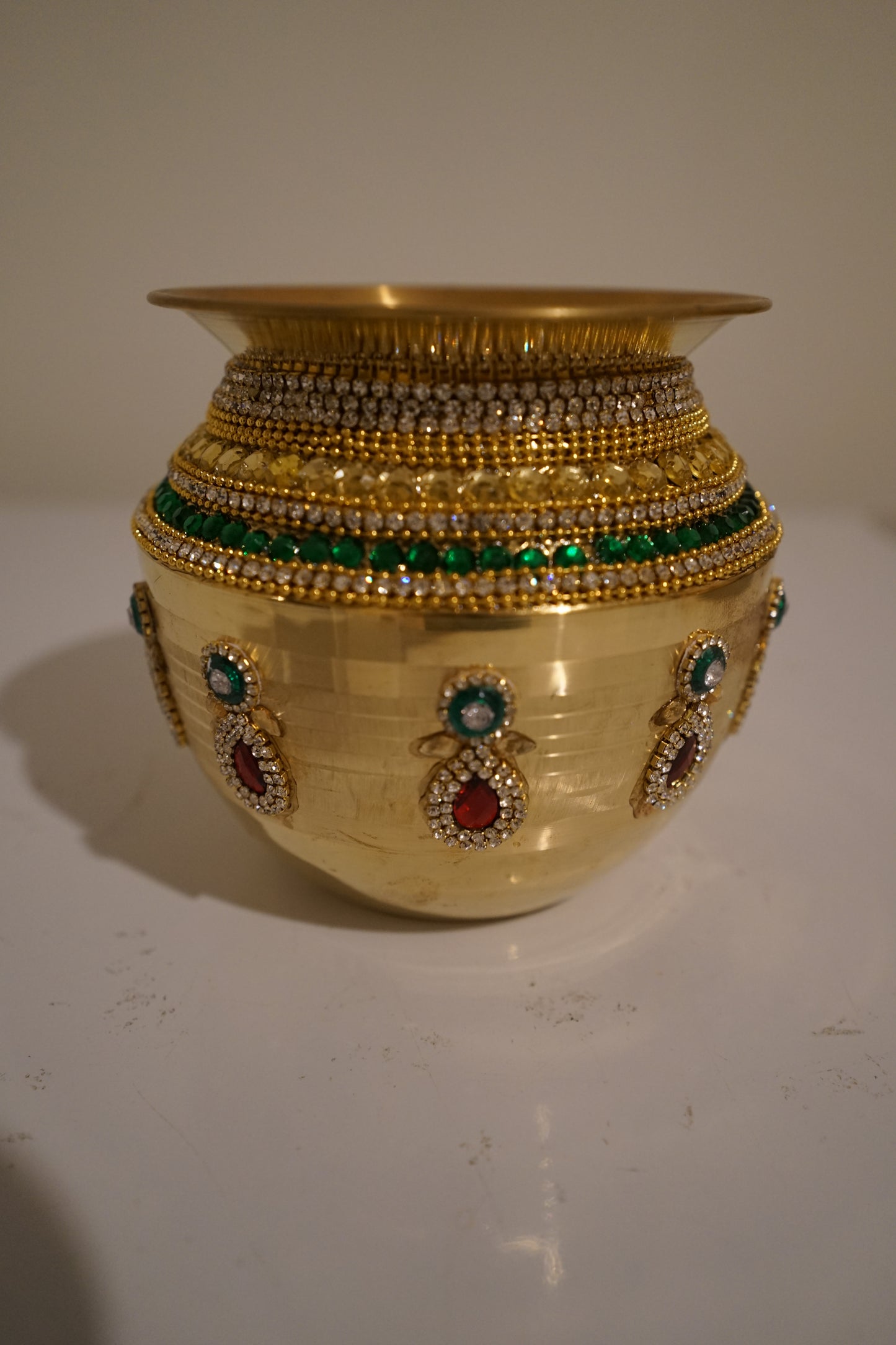 Kanyadanam Set -Chembu -Gold , Red and Green Kundans Design