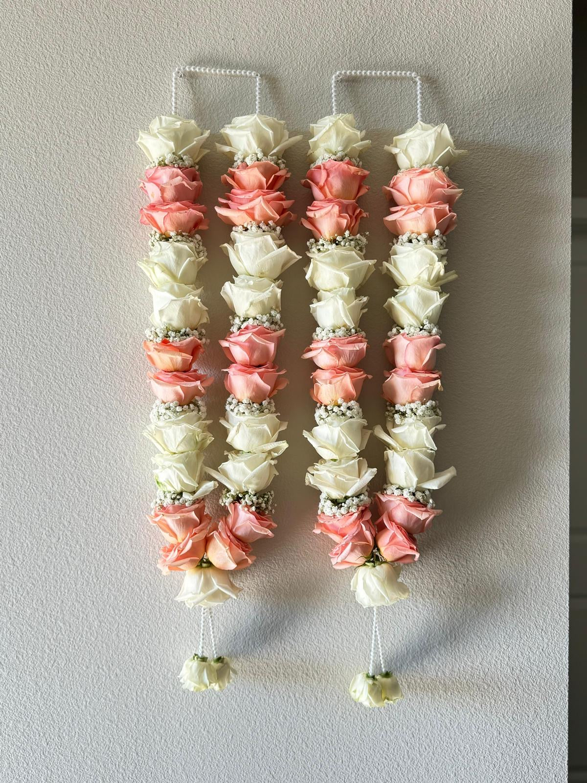 Pink & White Roses + Baby’s Breath Garland – Houston