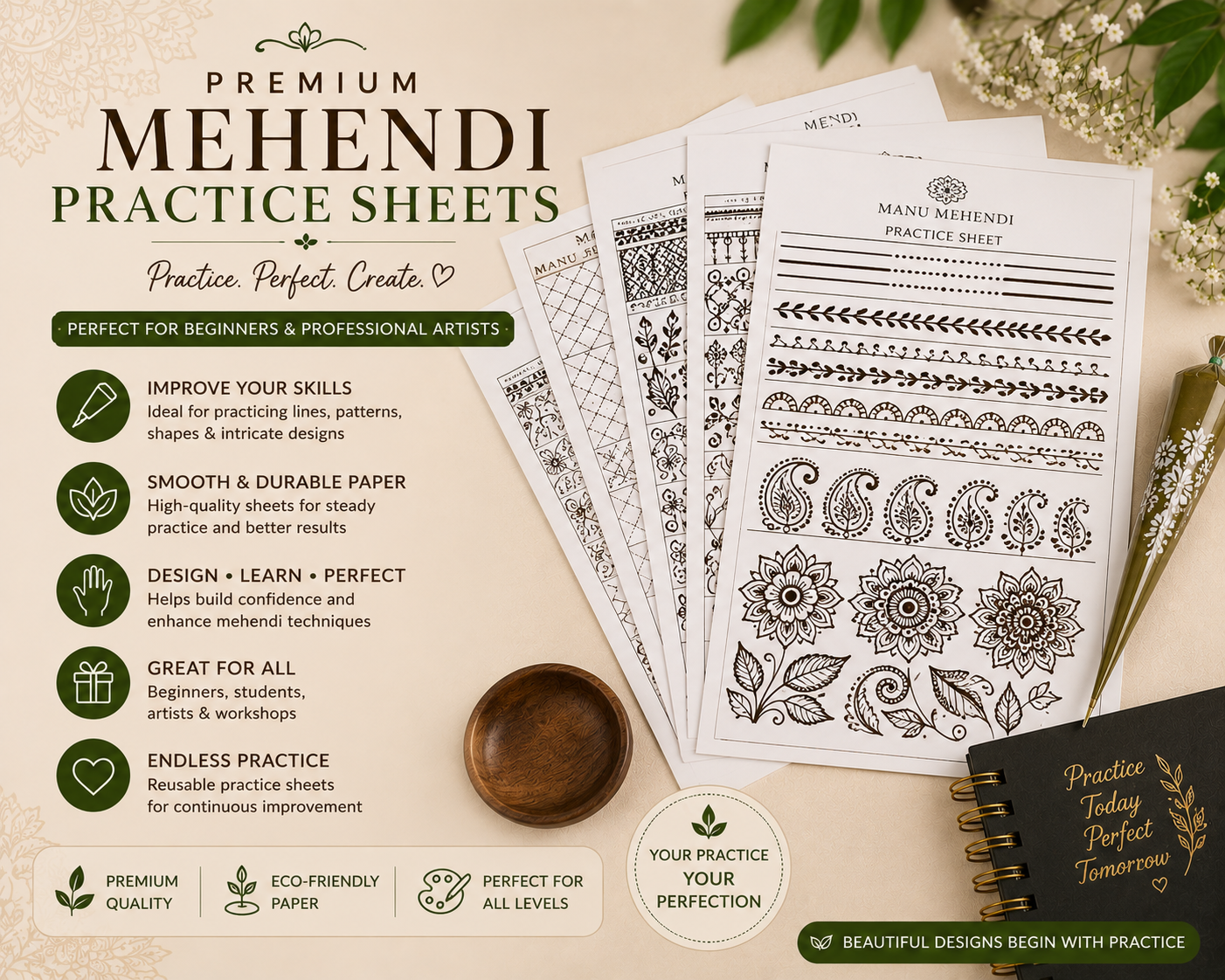 Mehendi Practice Sheets