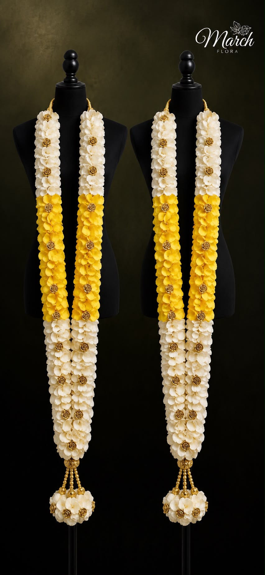 Fresh Flower Garlands – White & Yellow Petals - Customization Available