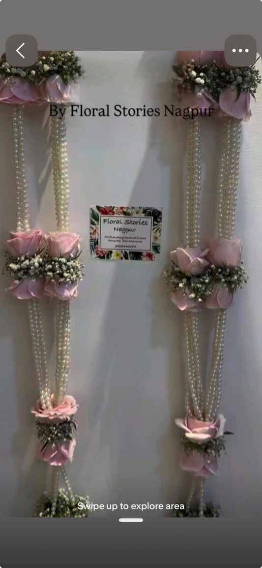 Pearls, Pink Roses & Baby’s Breath Garland - Houston