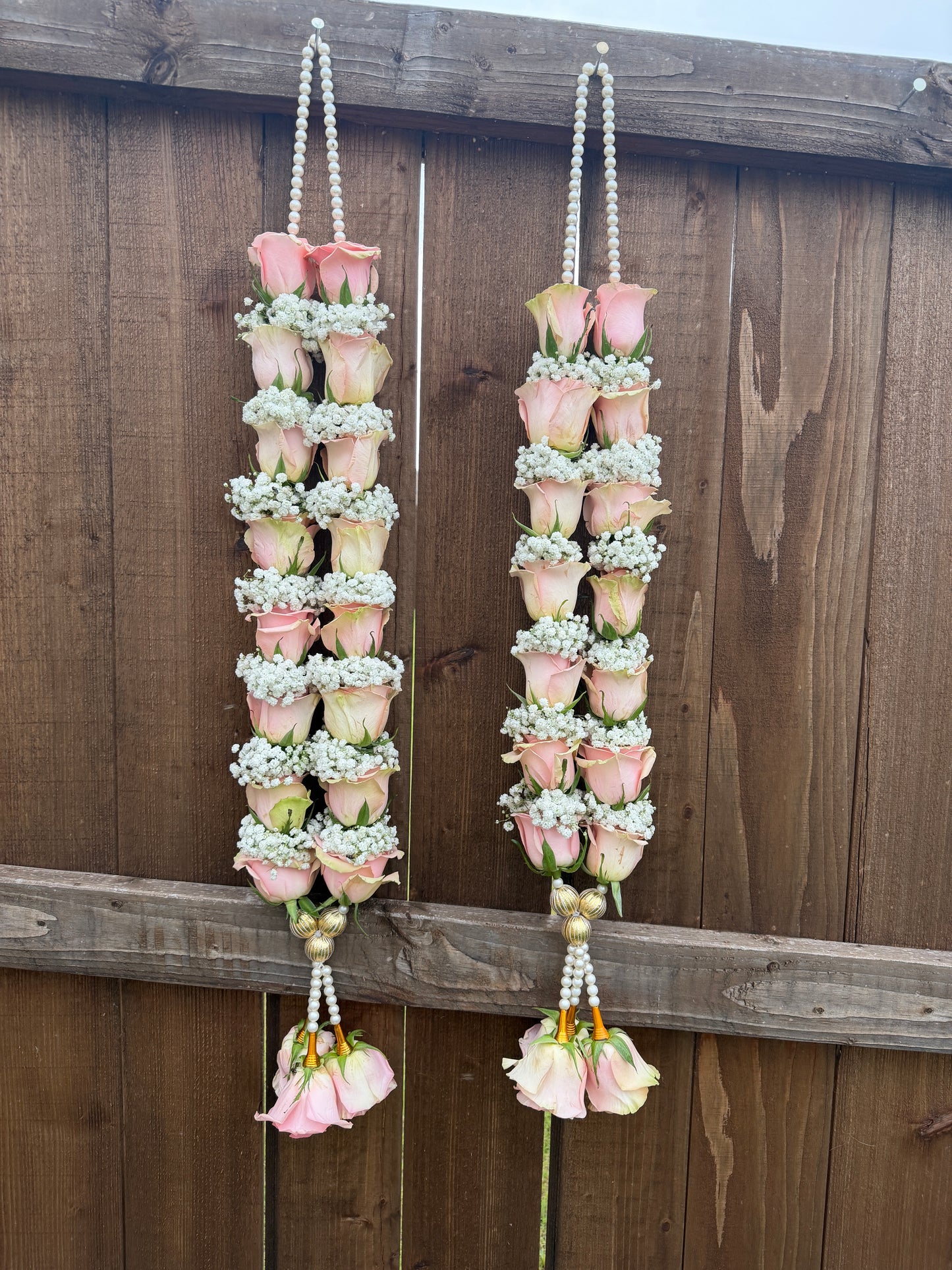 Fresh Flower Garlands – Light Pink Rose & Babys Breaths - Customization Available