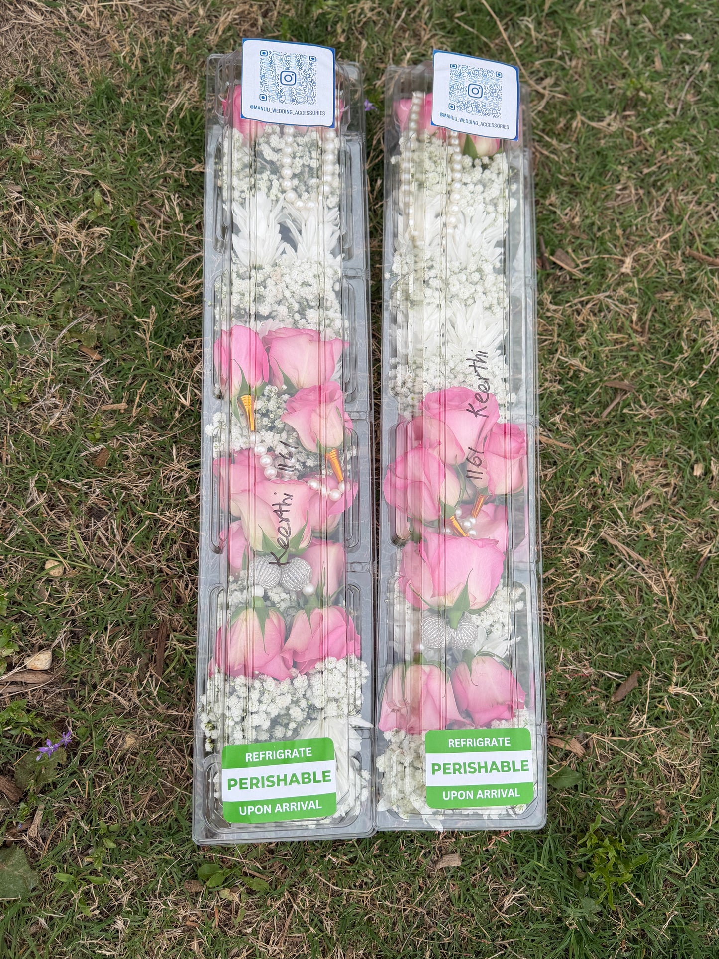 Fresh Flower Garlands – Pink Rose, Mums & Babys Breaths - Customization Available