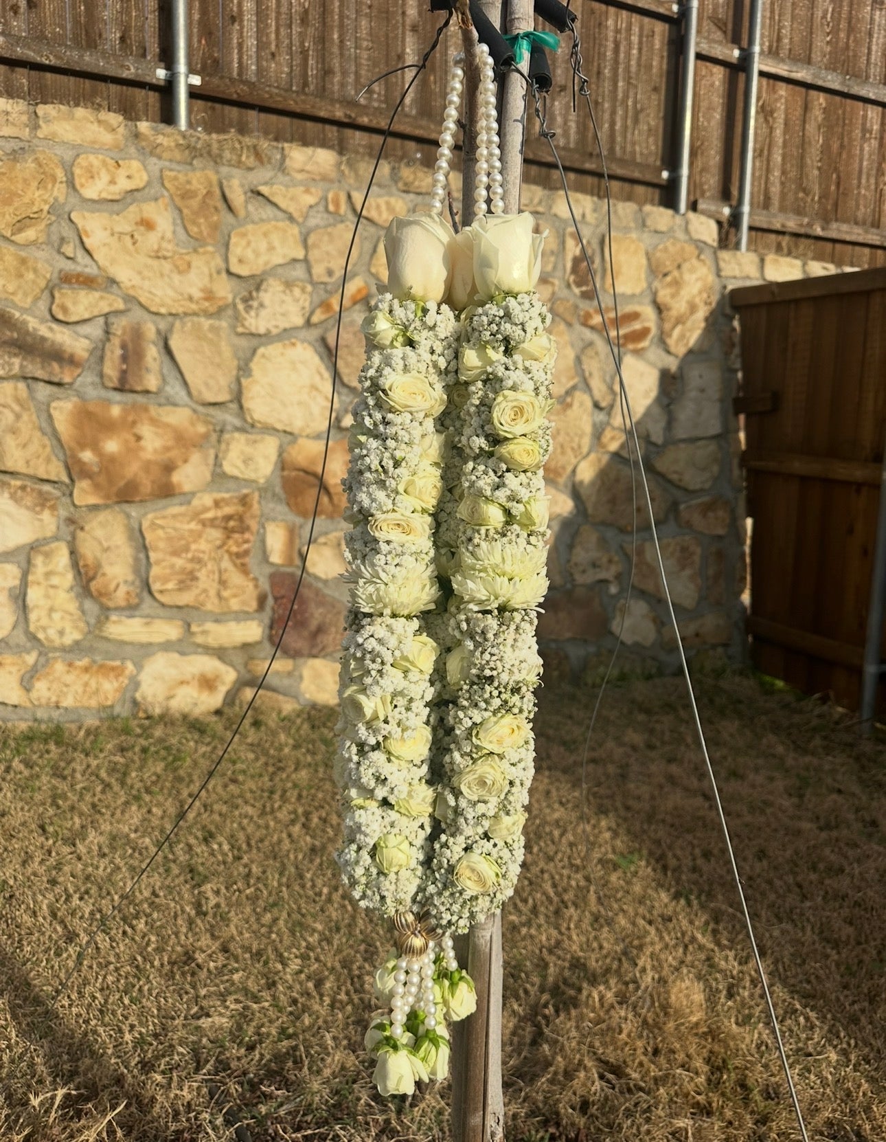Fresh Flower Garlands – White Roses, Small White Spray Roses & Baby's Breath - Customization Available