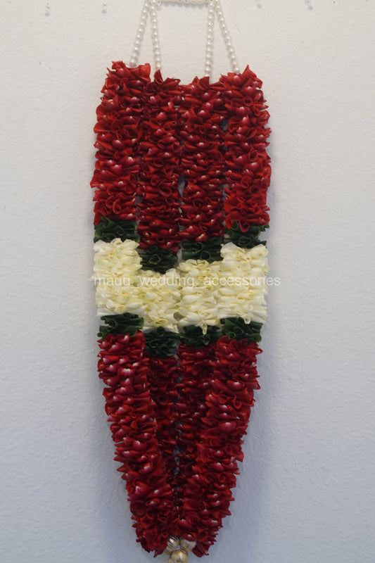 Fresh Flower Garlands – Red & White Rose Petals - Customization Available