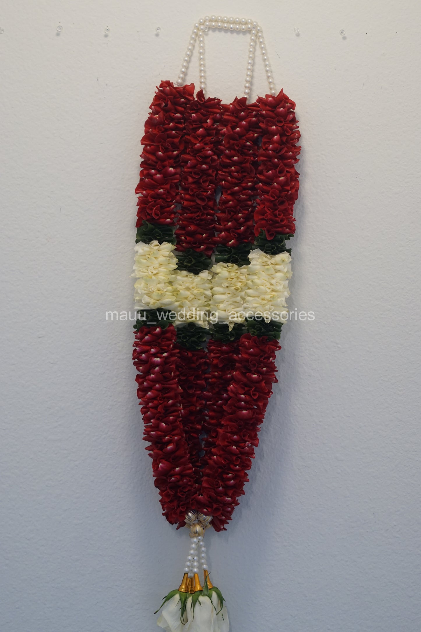 Fresh Flower Garlands – Red & White Rose Petals - Customization Available