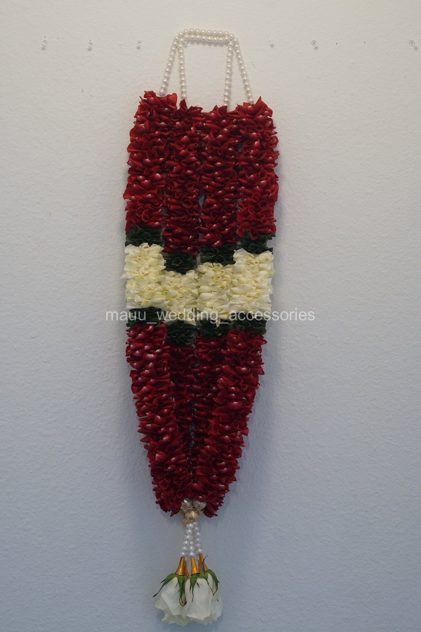 Fresh Flower Garlands – Red & White Rose Petals - Customization Available