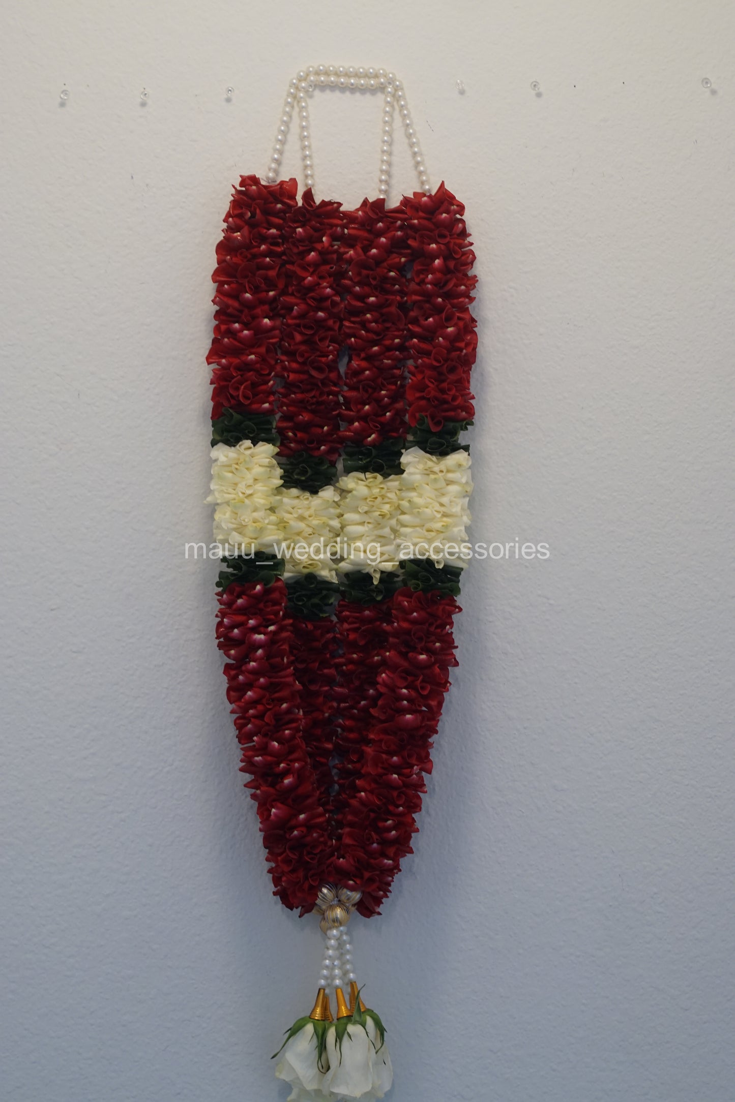 Fresh Flower Garlands – Red & White Rose Petals - Customization Available