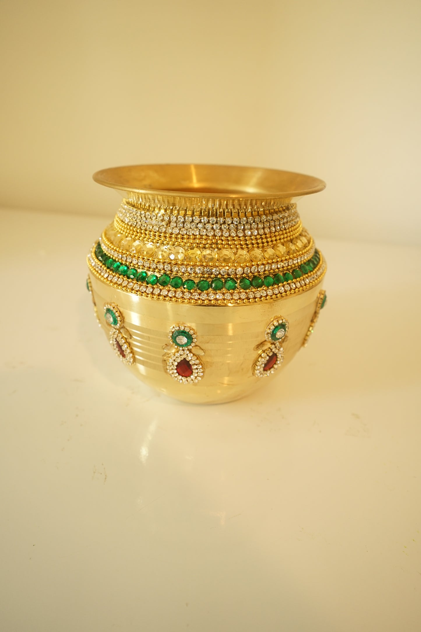 Kanyadanam Set -Chembu  -Gold , Red and Green Kundans Design