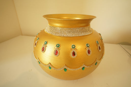 Ungarala Bindey - Full Design -Gold With Red & Green Kundans Design