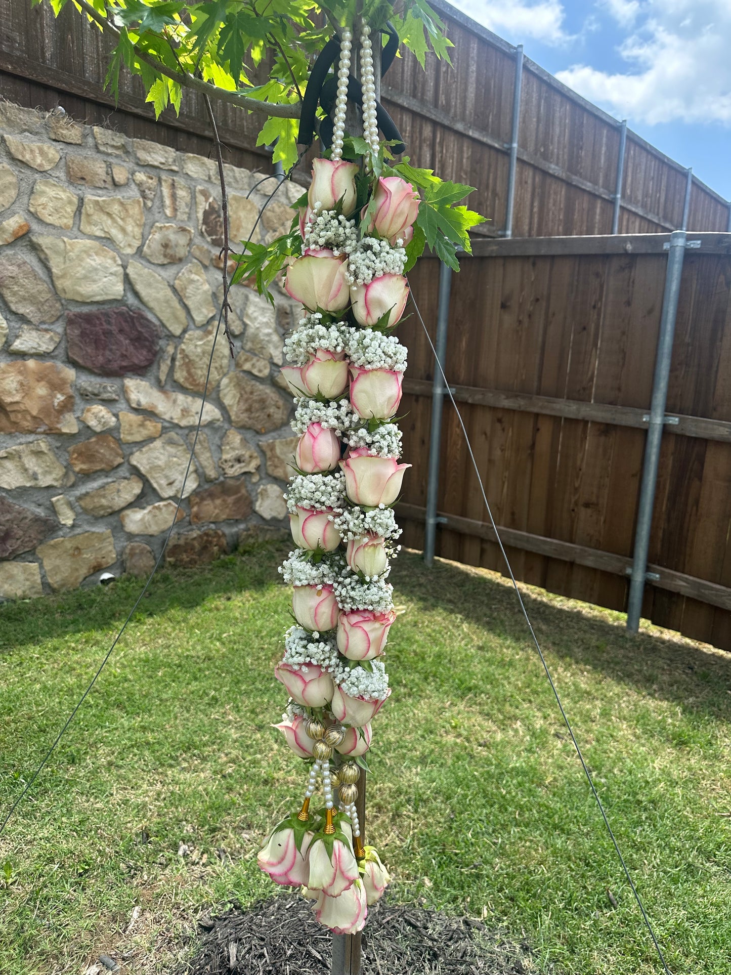 Fresh Flower Garlands – Pink Rose & Babys Breaths - Customization Available