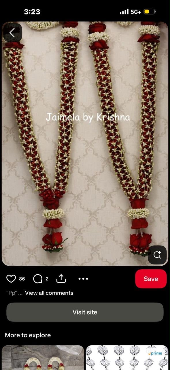 Fresh Flower Garlands – Red Rose Petals with Nandivardanam Net not Jasmine- Customization Available