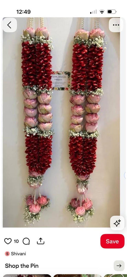 Red Rose Petals, Pink Lotus & Baby’s Breath Garland