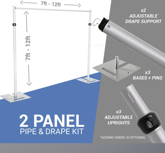 Heavy Duty Adjustable Pipe & Drape Backdrop Stand Kit