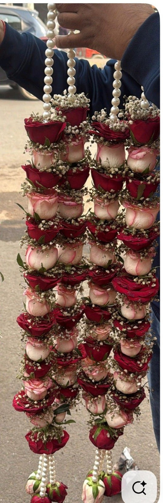 Fresh Flower Garlands – Red, Light Pink Roses & Baby's Breath - Customization Available