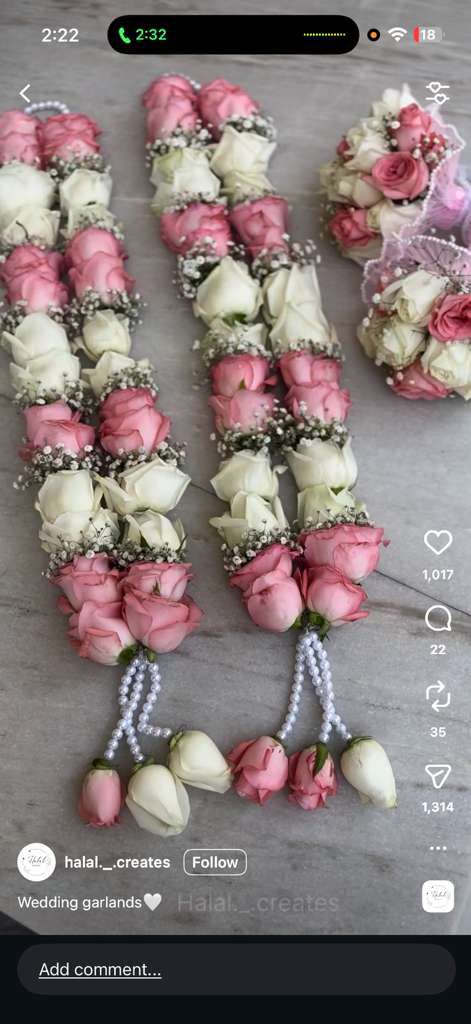 Fresh Flower Garlands –  White, Pink Roses & Babys Breaths - Customization Available