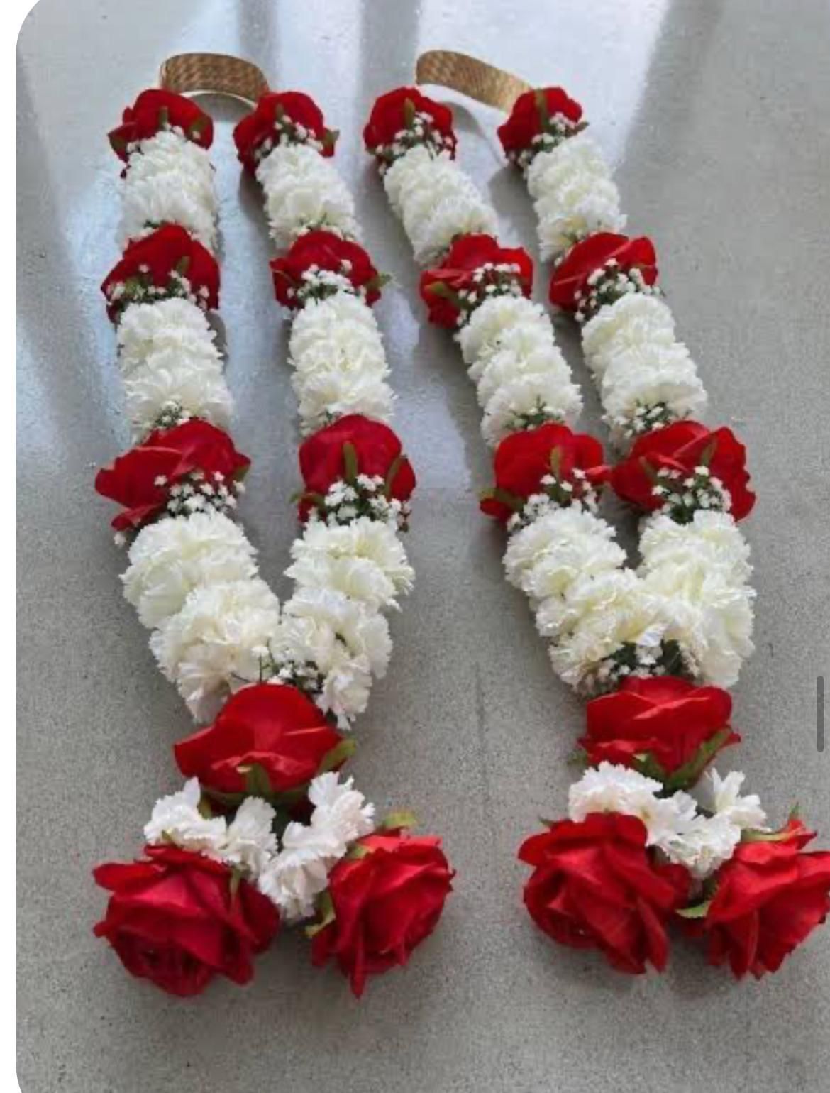 Fresh Flower Garlands – Red Rose and White Carnations- Customization Available