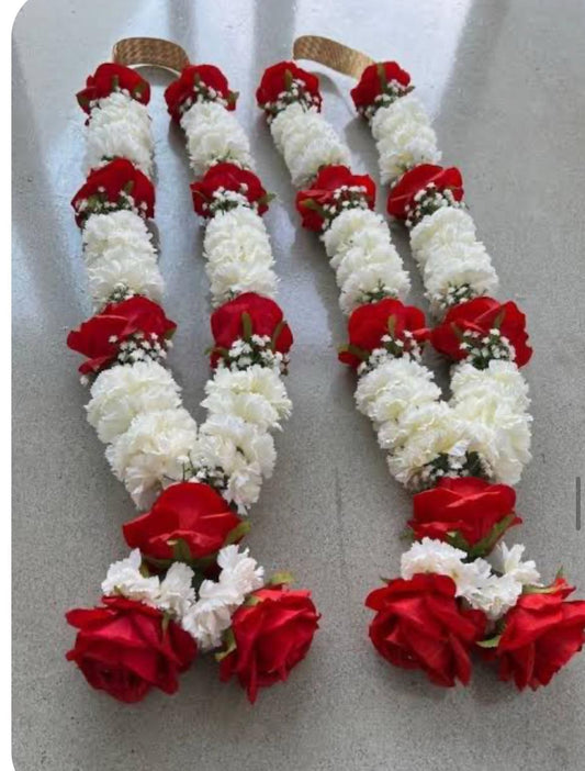 Fresh Flower Garlands – Red Rose and White Carnations- Customization Available