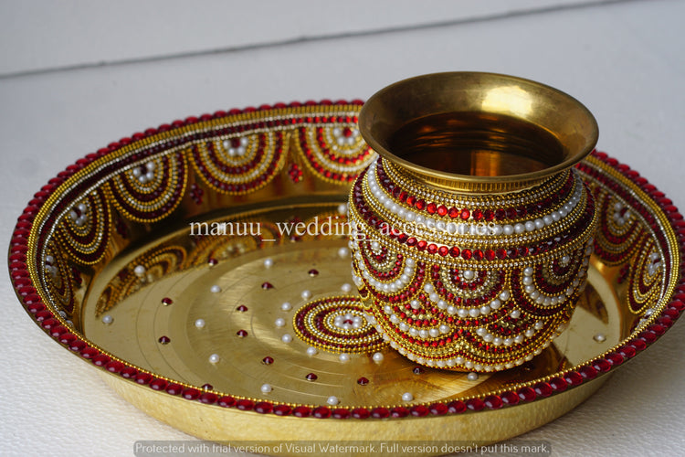 Kanyadanam Set – Chembu & Tambalam – Maroon & White