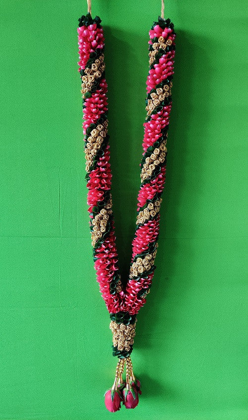 Fresh Flower Garlands – Red Rose Petal & Gold Rose Flower - Customization Available