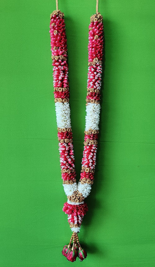 Fresh Flower Garlands – Red Rose Petals, Lillys & Gold Flowers - Customization Available