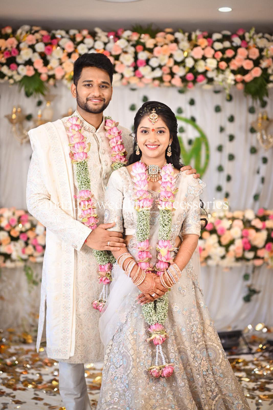 Fresh Flower Garlands – Pink Lotus & Baby's Breath - Customization Available
