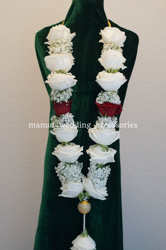Fresh Flower Garlands – White Roses & Baby's Breath - Customization Available