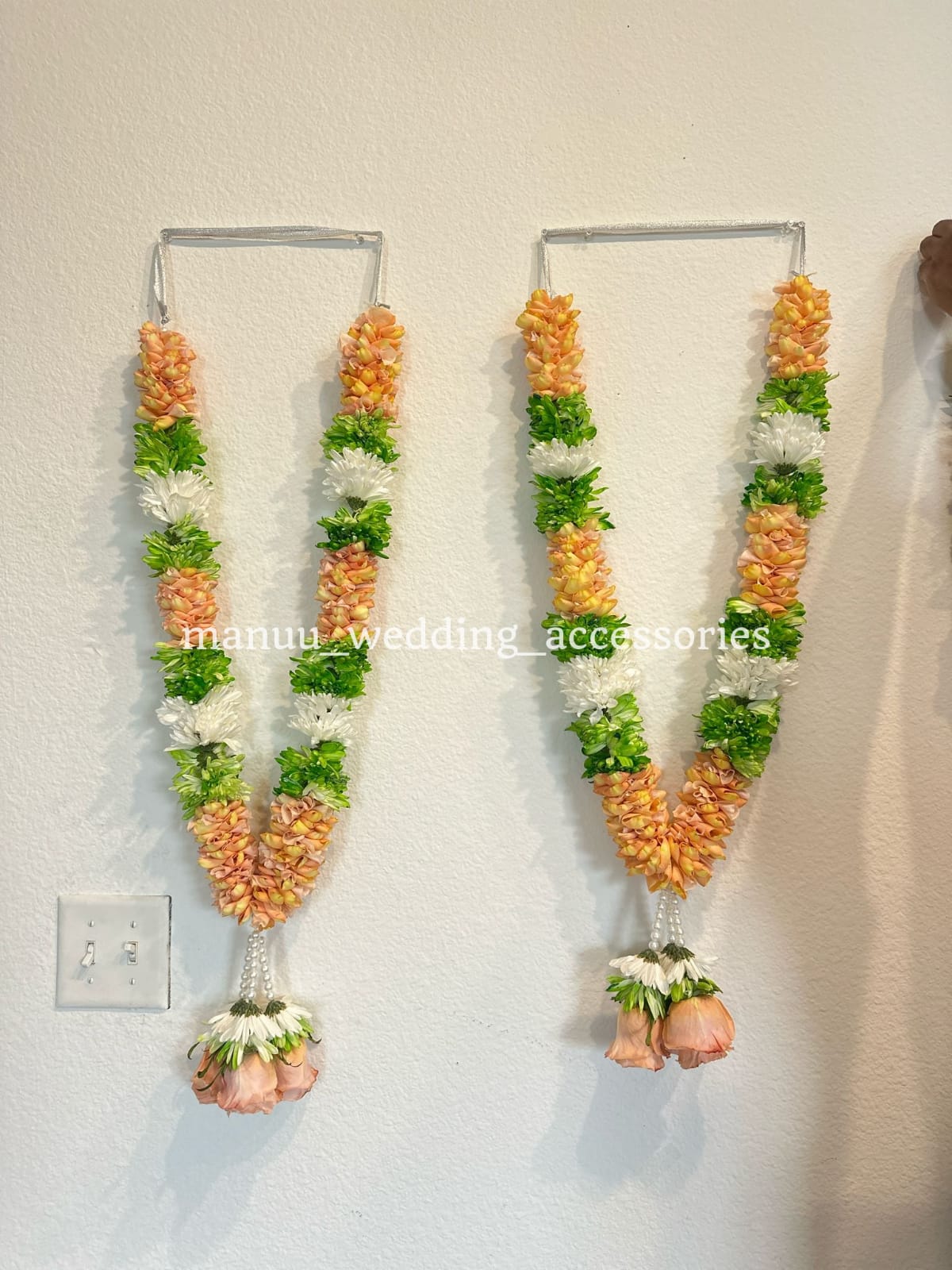 Fresh Flower Garlands – Light Pink Roses Petals, Carnations - Customization Available