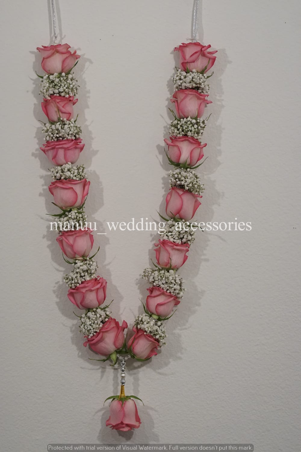 Fresh Flower Garlands – Pink Roses & Babys Breaths - Customization Available