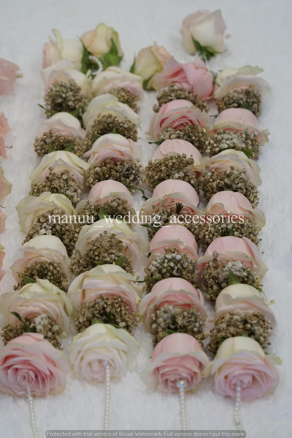 Fresh Flower Garlands – Light Pink, White Roses & Babys Breaths - Customization Available