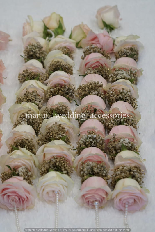 Fresh Flower Garlands – Light Pink, White Roses & Babys Breaths - Customization Available
