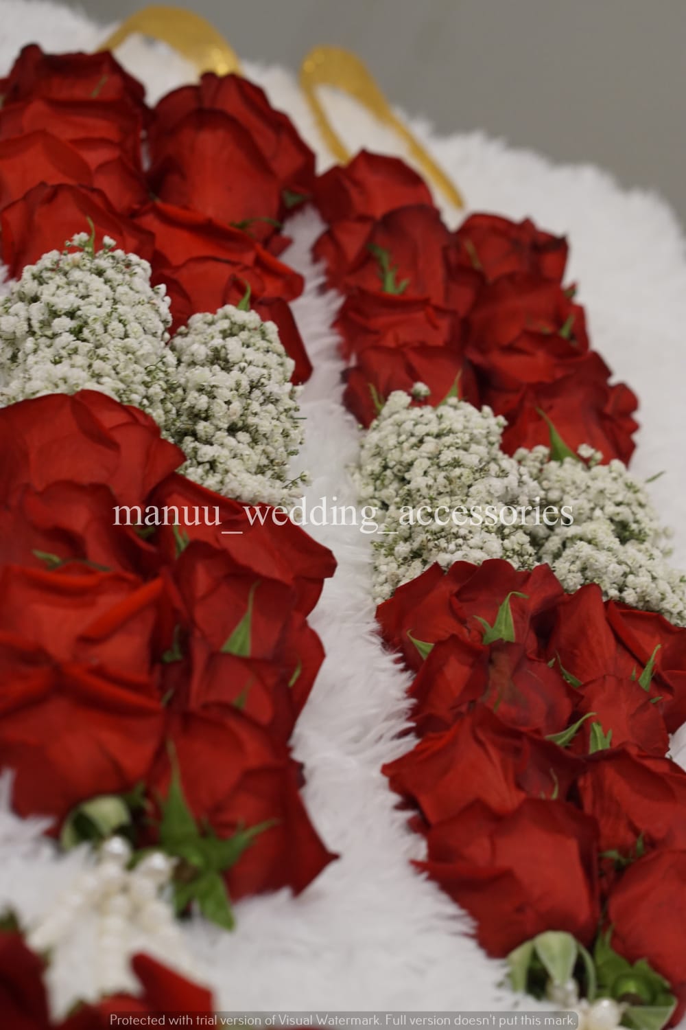 Fresh Flower Garlands – Red Roses & Babys Breaths - Customization Available
