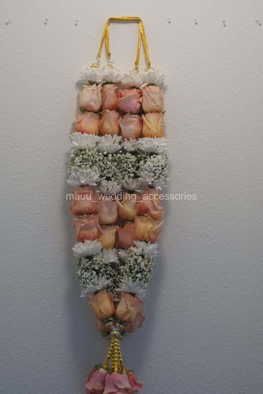 Fresh Flower Garlands – Peach Rose, Mums and Babys Breaths - Customization Available