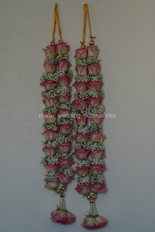 Fresh Flower Garlands – Pink Rose & Babys Breaths - Customization Available