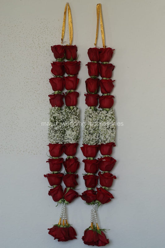 Fresh Flower Garlands – Red Roses & Babys Breaths - Customization Available