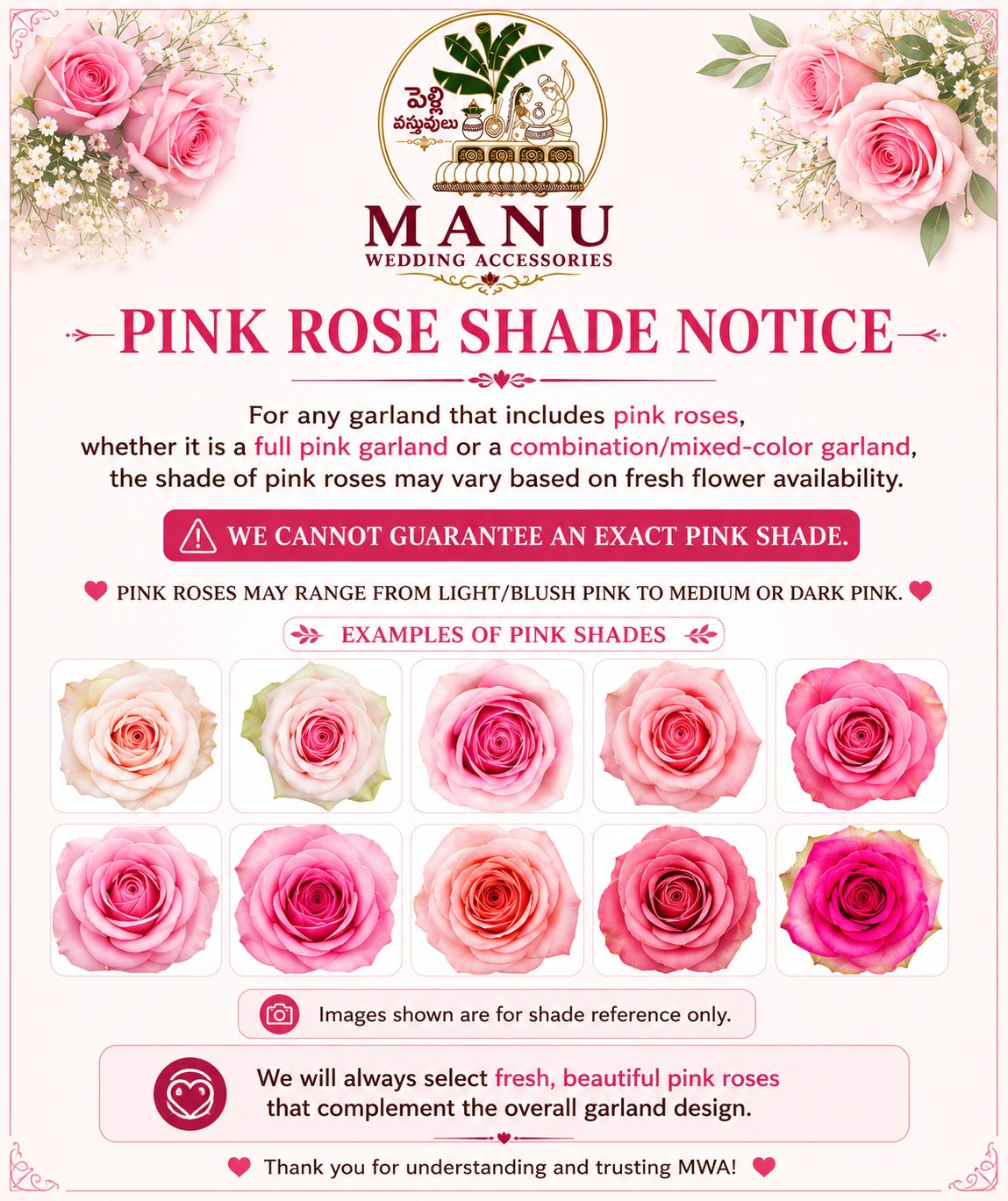 Light Pink Roses & Baby’s Breath Garland – Design 5