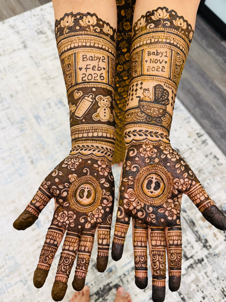 Baby Shower Mehendi design 1 by Manuu Mehendi