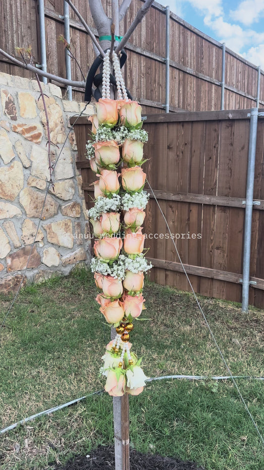 Fresh Flower Garlands –  Light Pink Roses & Babys Breaths - Customization Available