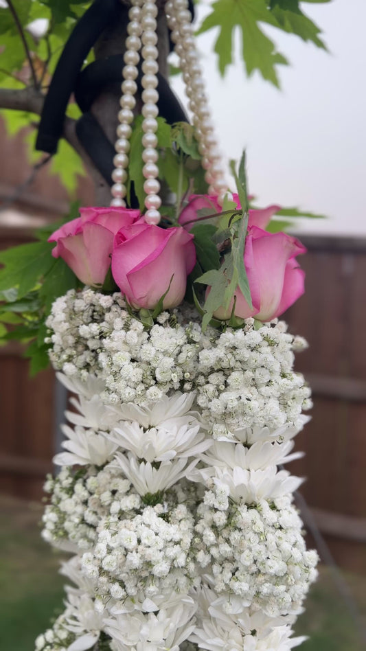 Fresh Flower Garlands – Pink Rose, Mums & Babys Breaths - Customization Available