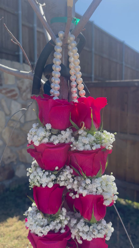 Fresh Flower Garlands – Dark Pink & Babys Breaths - Customization Available