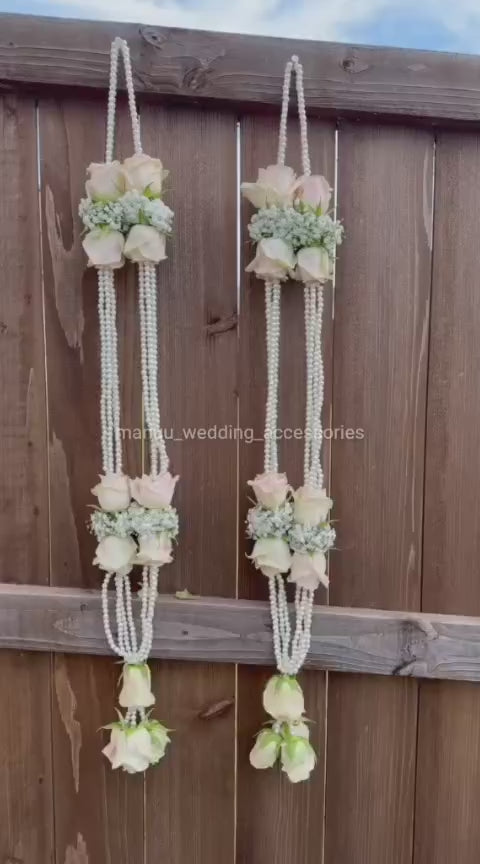 Pearls, Light Pink Roses & Baby’s Breath Garland