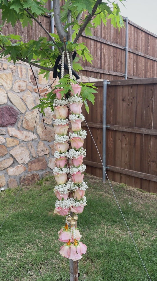 Fresh Flower Garlands – Light Pink Rose & Babys Breaths - Customization Available