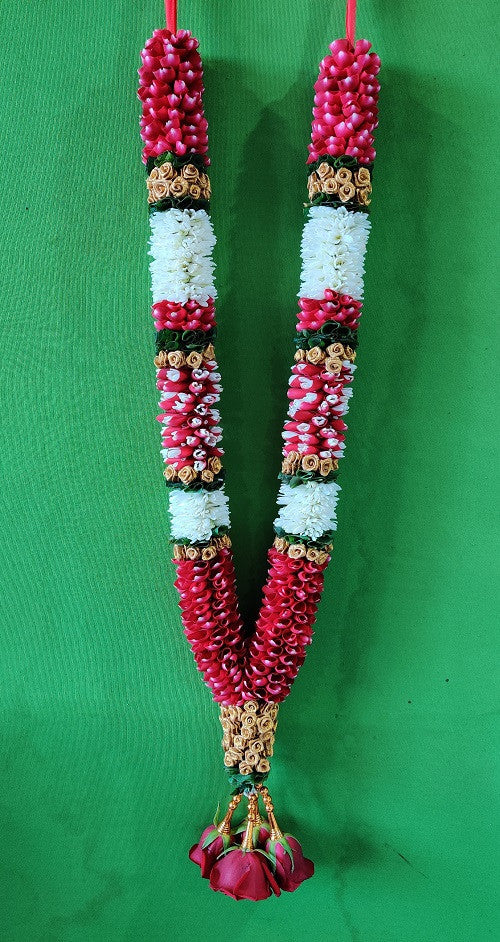 Fresh Flower Garlands – Red Rose Petal, Lillys & Gold Flowers - Customization Available