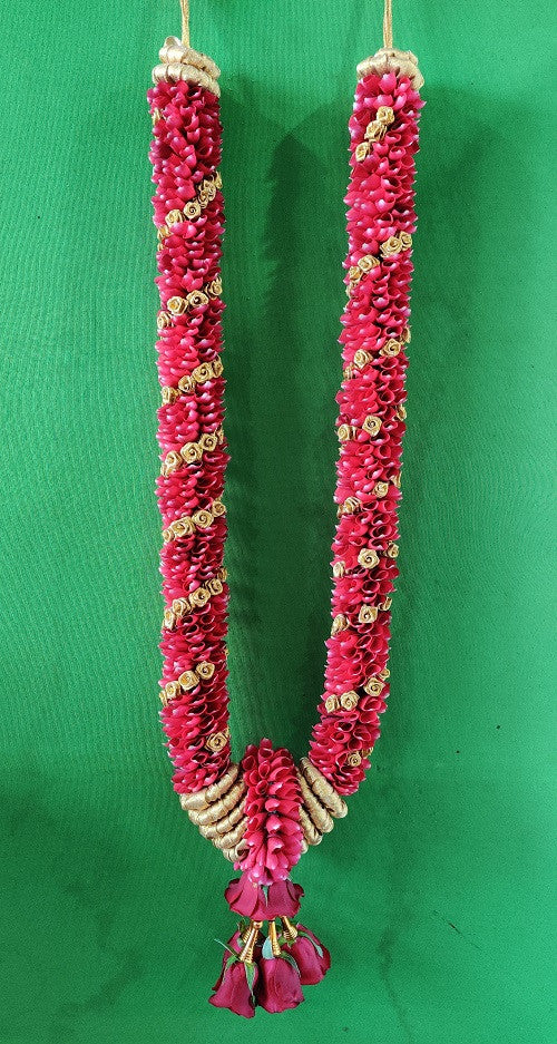 Fresh Flower Garlands – Red Rose Petals & Gold Flowers - Customization Available